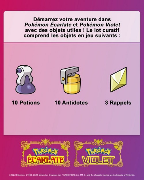 Cadeau Mystère Pokémon Écarlate et Violet : Liste des codes de